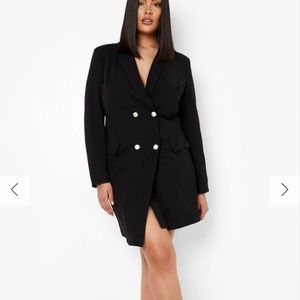 Black asymmetric blazer dress